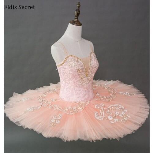 Top Quality Peach color Female Professional Pancake Ballet Tutu,Ballerina Fairy Doll Sleeping Beauty Classical Stage Dance Wear