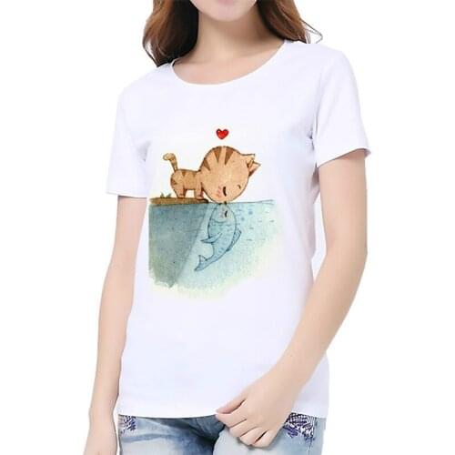 Arajuku cat camiseta impresa en 3D para mujer casual cuello redondo manga corta ropa de mujer barata 2021