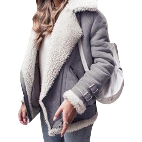 Winter Fur Coat Womens Slim Cotton Warm Thick Faux Fur Coat Women Casual Suede Lamb futro Woman Parka Outerwear Teddy Coats