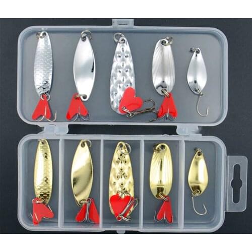 10pcs/Lot Metal Spoons Fishing Lure Gold and Silver Color Wobber Bait For Fishing 2.5g/5g/8g Pike Trout Set Of Sequins Pesca