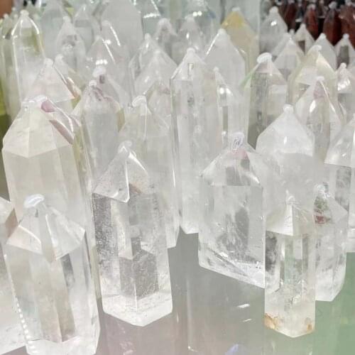 1000g Natural white crystal obelisk quartz crystal rod tip healing