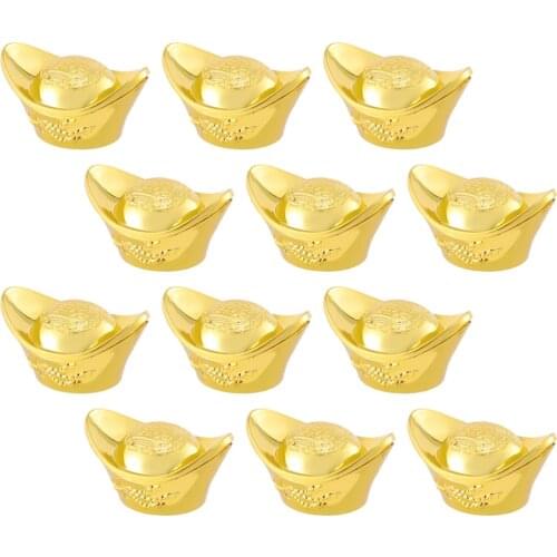 12Pcs Golden Ingot Gold Ingot Feng Shui Yuan Bao Home Decoration