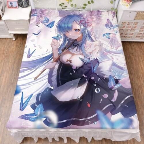 2019-March update Japanese Anime Re Zero kara Hajimeru Isekai Seikatsu bed milk fiber sheet & blanket summer quilt 150x200cm