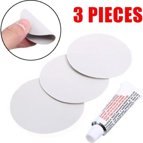 3 Pieces Light Grey Circular PVC Repair Patches For Inflatable Rubber Boat PVC Puncture Repair Patch Glue Kit Adhesive Canoe