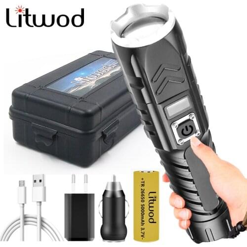 4-core XHP90.2 Smart Power Display Led Flashlight Usb Rechargeable Powerbank 18650 26650 Battery Torch Aluminum Zoomable Lantern