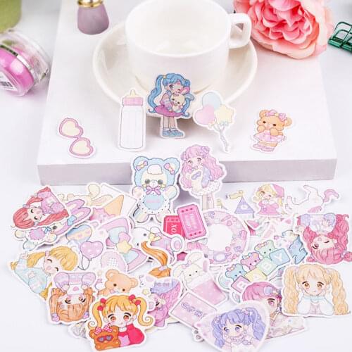 44pcs/lot Cute Girl Diary Planner Decorative Stickers Kawaii Animals Scrapbooking Label Stationery Journal Stickers