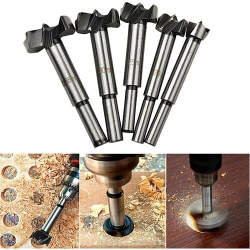 5pcs Woodworking Drill Bit Set Hole Saw Cutter Tools with Round Shank 15-35mm Drilling Pilot Holes Drill Bit Wood Hole Opener