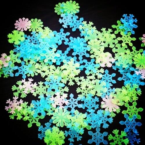 50Pcs 30MM Christmas Decoration Snowflake Wall Sticker 3D Three-dimensional Home Furnishing Luminous Sticker