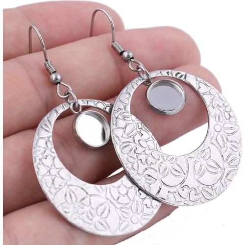 6pcs Stainless Steel Circle Earring Findings Fit 8mm Round Cabochon Earrings Base Settings Diy Blank Bezels For Jewelry Making