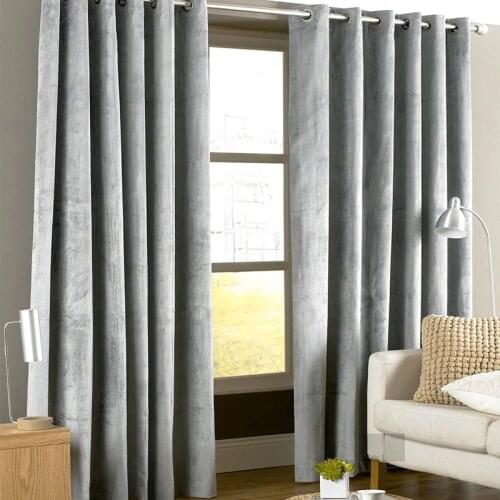 American Style Italian Flannel Velvet Curtains for Living Room Window Solid Color Soft Curtains for Bedroom Blackout Curtain
