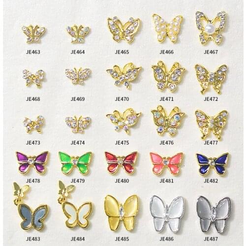 10Pcs/Lot 3D Alloy Butterfly Metal Glitter Rhinestone Butterfly Nail Art Decorations Manicure Nail Accessories TJY-C3456457