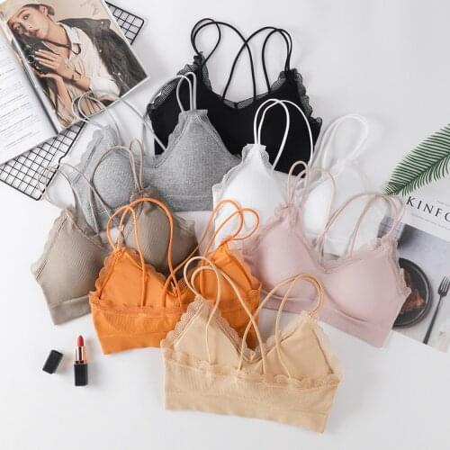 Linbaiway Sexy Cross Strap Bras for Women Bralette Lingerie Wire Free Bra Bralette Seamless Underwear Female Lace Intimates