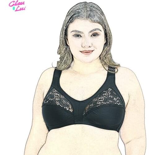 Chau Lui Plus Size Women Bra Full Cup Comfort Mothers Underwear Classical Minimizer Bra Solid Lingerie Big Cup C D