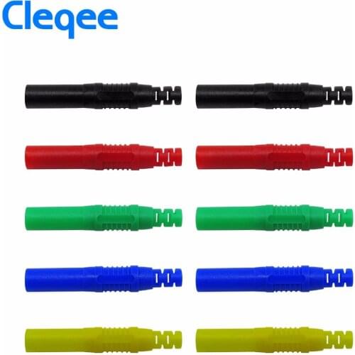 Cleqee P3013 10pcs High Quality safety 4mm Shrouded Banana Plug Solder In line DIY assembly test leads connectors Features