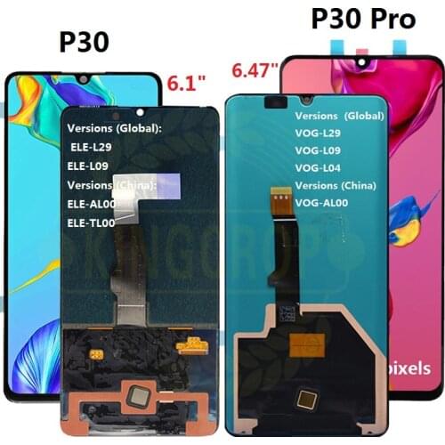 For Huawei P30 Pro LCD Huawei P30 LCD Touch Screen with frame Digitizer Assembly VOG-L09 VOG-L29 VOG-TL00 for Huawei P30Pro lcd