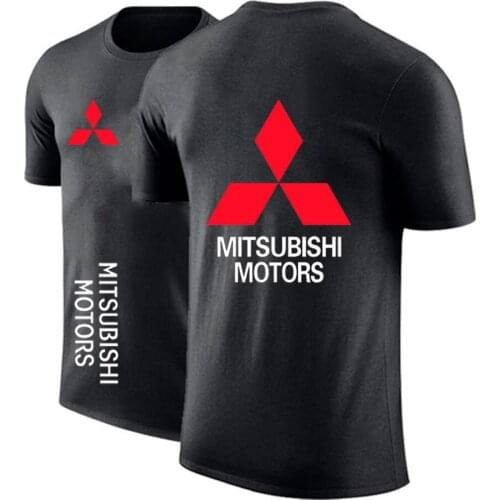 2021 Summer Man Car Logo Customize Tshirt Mitsubishi Motors Unisex Cotton Hip Hop Popular Print Tops Solid Color Short Sleeves