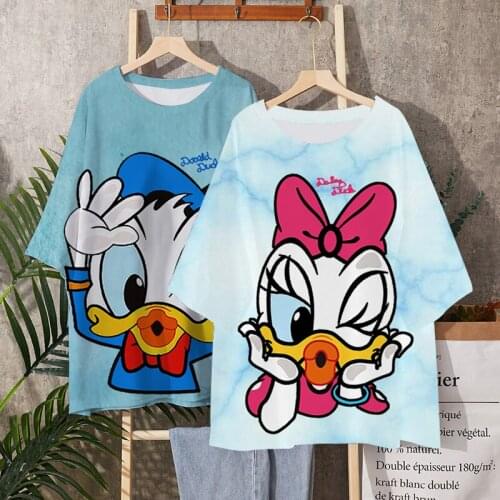 Disney 2021 T-shirt Cartoon Stitch Women Short Summer Regular t Shirt O-Neck White Tops Tee Shirt Loose