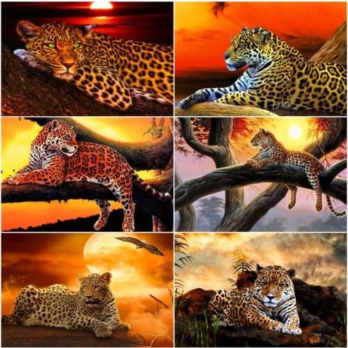 GATYZTORY Oil Painting Cheetah Animal Drawing On Canvas HandPainted Art DIY Paint Coloring By Number Kits Home Decoration Gift