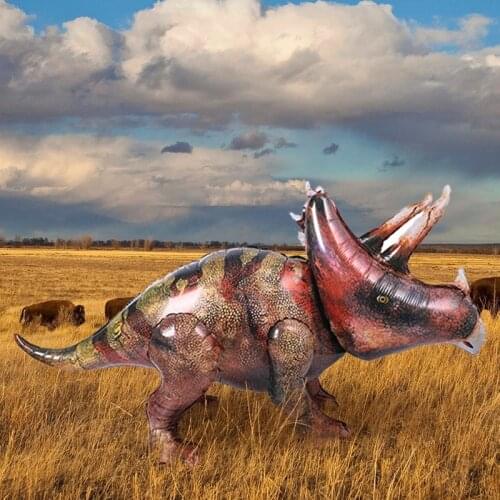 Giant Simulation Dinosaur Balloon 4D Assembly Standing Triceratops Foil Balloon For Boy Birthday Jungle Party Decoration