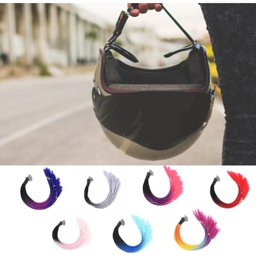 60cm Motorcycle Helmet Dreadlocks Women Helmet Dreadlocks Ponytail Braid Motocross Bicycle Helmet Punk Hair Decoration