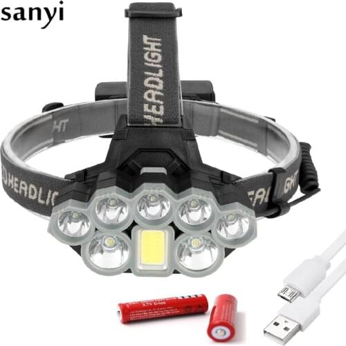 LED Headlamp XM-L T6+COB 10000lm 4 Modes Hunting Fishing Headlight USB Rechargeable Head Torch Zoomable 18650 Headlamps