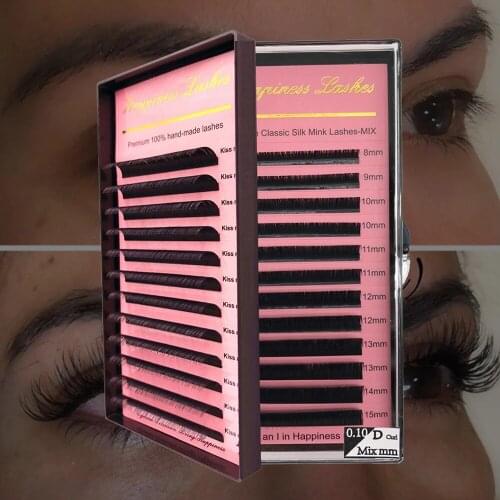 Mink Eyelash-Extension Natural Individual Premium Classic Silk Faux Eye Lashes Makeup For Salon 100% Hand-Made