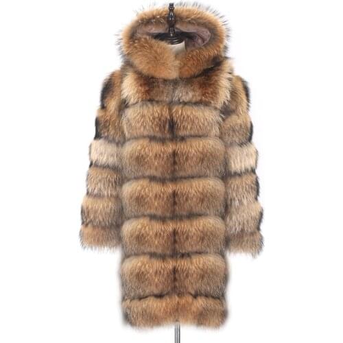 2021 New Fashion Brand Real Fur Coat 100% Natural Fur Jacket 90CM Long Female Winter Thick Warm Fox Fur Coat High Quality Fur