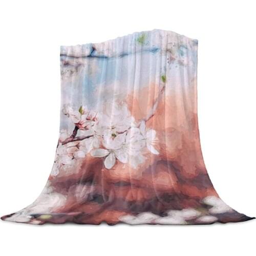 Living Room Sofa Blanket Cherry Blossom Oil Painting Children Soft Throw Blanket Travel Airplane Hotel Portable Thin Blanket