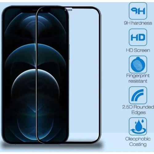 Full Tempered Protective Glass For iPhone 11 12 Pro XR X XS Max 7 6 8 6s Plus 5S SE Screen Protector Film on Black or Write