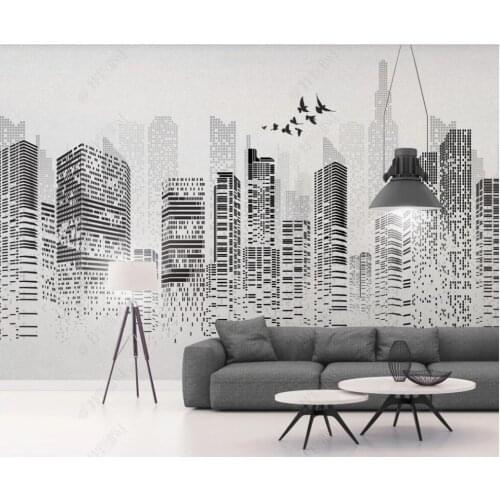 Custom mural 3d photo wallpaper Black and white city buildings home decor wallpaper for living room decoration for house