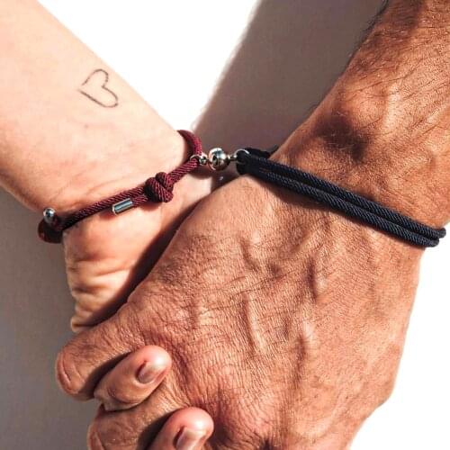 Casual Magnet Bracelet Couples Simple Stainless Steel Charm Attractive Men And Women Gifts Adjustable Bracelet Lovers Gift 2021