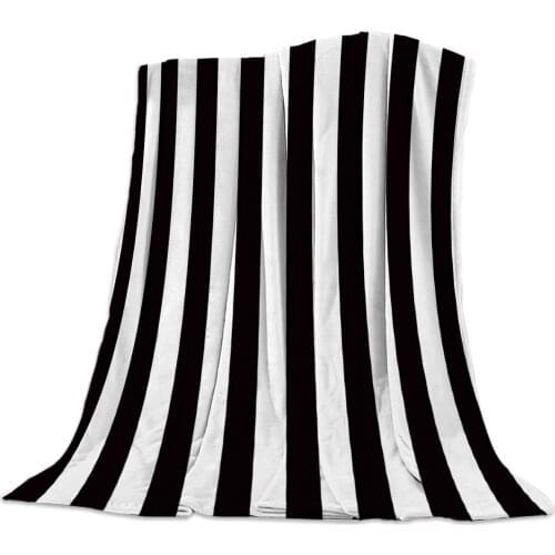 Simple Black And White Stripes Bedspread Blankets Coverlet Blanket Flannel Fleece Hypoallergenic Micromicrofiber Decorative