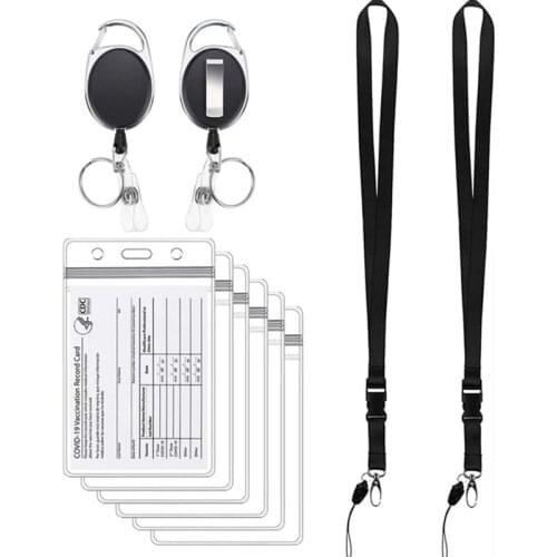 Transparent Retractable Badge Holder Work Name Card Holders Identity Badge Business Card Holder Badges Set Keychain Lanyard