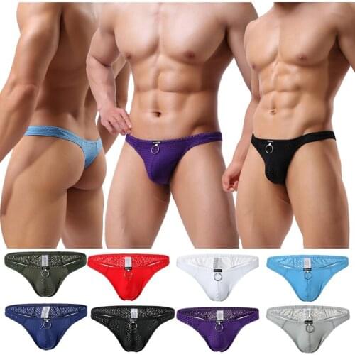 Sexy Men Underwear Jockstrap Mesh Low Waist Thongs Cueca Gay Panties Thongs G String Breathable T-back Underpants Plus Size