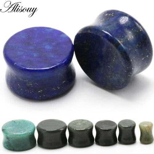 Alisouy 2 PCS Natural Stone Ear Plug Tunnel Ear Piercing Earring Gauges Ear Stretcher Cat Ear Plug Piercing cool Body Jewelry