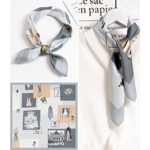 Hangzhou Silk Square Scarf Neckerchief 68*68cm Silk Kerchief Wraps for Ladies Printed Bandana 100% Real Silk Square Neck Scarves