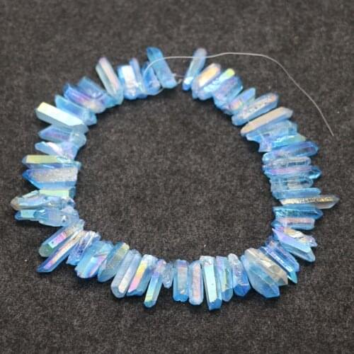 Blue Crystal Titanium AB Healing Crystal Quartz Beads Top Drilled Point Pendant, Rock Quartz Crystal Women Fine Jewelry Making