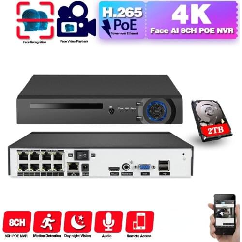 HD CCTV 8CH 5MP surveillance DVR POE NVR 8 channel Face&Motion Detection HDMI Standalone security 4G WIFI NVR video recorder