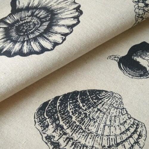 Printed Cotton Linen Fabric Shell Printing Patchwork Material Linen Cotton Sewing Fabric For DIY Crafts Quilting Table Cloth