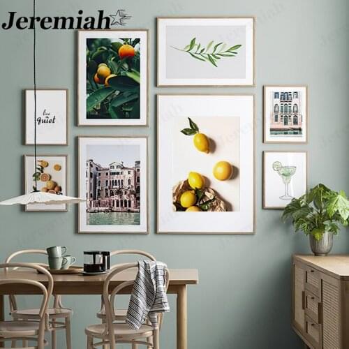 Nordic Fresh Fruit Canvas Poster Abstract Landscape Lemon Orange Painting Picture Wall Art Modern Room Decoration Accessories