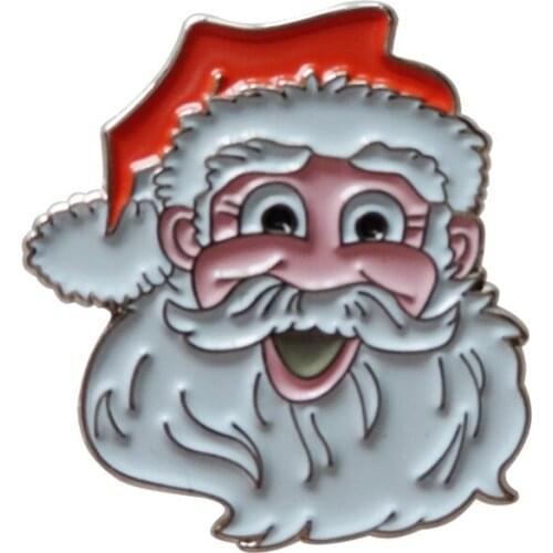 Custom Santa Claus Christmas gift lapel Badge pins-Iron plated brass+Paints+epoxy+butterfly button Free shipping(300pcs/lot)