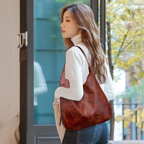 Vintage Soft Skin Shoulder Bag Women 2021 Brand Designer Simple Solid Color Handbag Female Luxury Fashion Large Capacity Tote