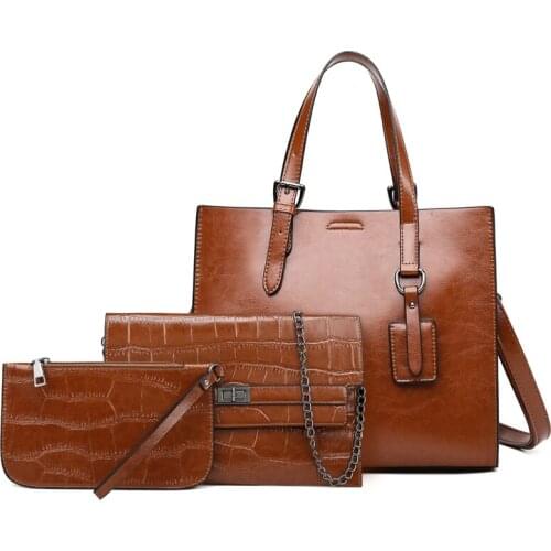 Luxury Pu Leather Handbags Fashion Women Tote Bags High Quality Ladies 3 Pieces Set Shoulder Bags Designer Female Messenger Bag
