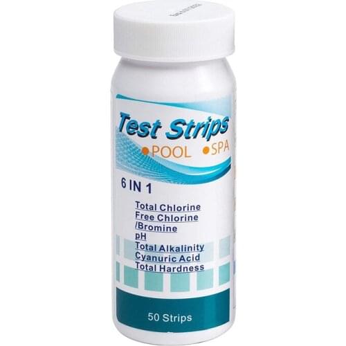 6-in-1 Swimming Pool Test Super Check Test PH Strips Accurate for Pool Water Quality Testing Chlorine Bromine Alkalinity