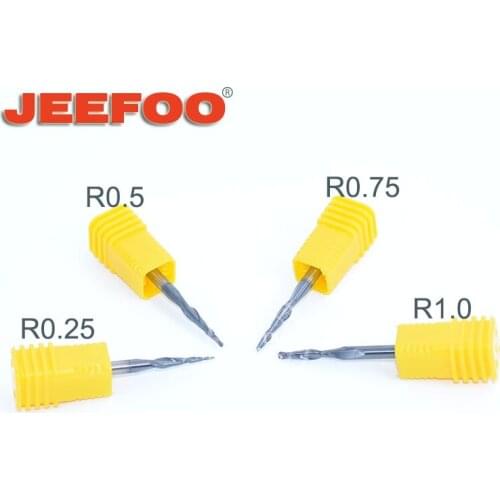 Carbide Tapered Ball Nose End Mills 1/8" Shank R0.25 R0.5 R0.75 R1.0 CNC Router Bit 2 Flutes Engraving Milling Carving 8pcs/set