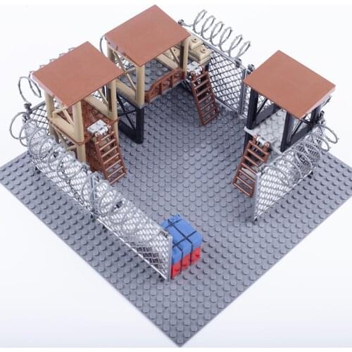 WW2 Military German Base Barbed Wire Scene Room Building Blocks Figures Accessories Airdrop BasePlate MOC Brick Toys For Child