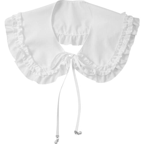 Japanese Lolitas Doll with Double Layer Ruffles Detachable Fake Collar Korean Style Sweetty Girls Shoulder Wrap Mock Neck Collar