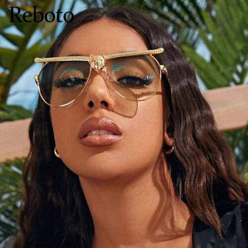 Top Brand Unique Sunglasses Women 2021 Green Gradient Clear Shades Luxury Crystal Pilot Lady Sunglasses Owl Glasses Gafas de sol