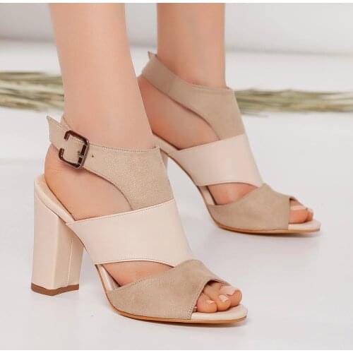 Cassie Heeled Nude Color Women Suede Shoes