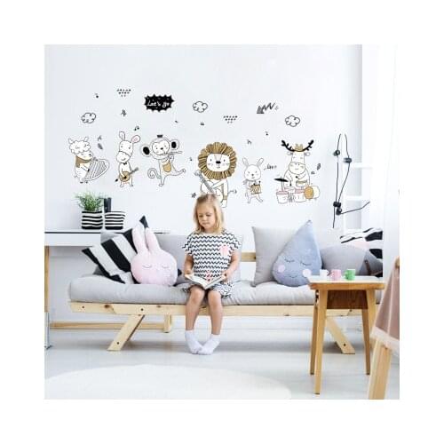 Animal Concert Wall Sticker Cartoon Stickers For Wardrobe Decor Kindergarten Wall Pictures Kids Room Decoration Bedroom Decor